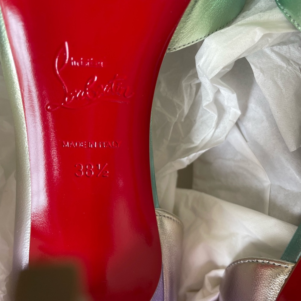 christian louboutin iriza 100mm stiletto sz 38.5 licorne silver iridescent - Picture 7 of 11